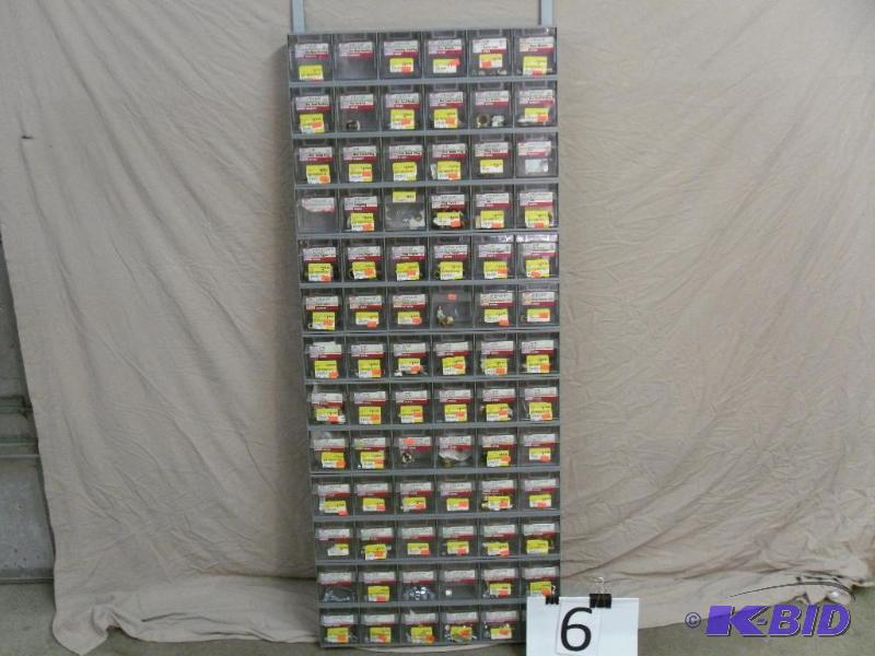 lot 6 image: 78 Bin Hardware Storage Unit with Contents. C...