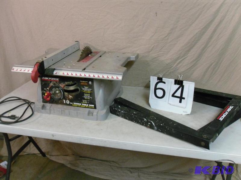 lot 64 image: Task Force 10" Bench Table Saw. Comes wi...