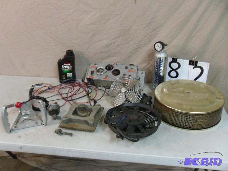 lot 82 image: Assorted performance automotive parts. Moroso...