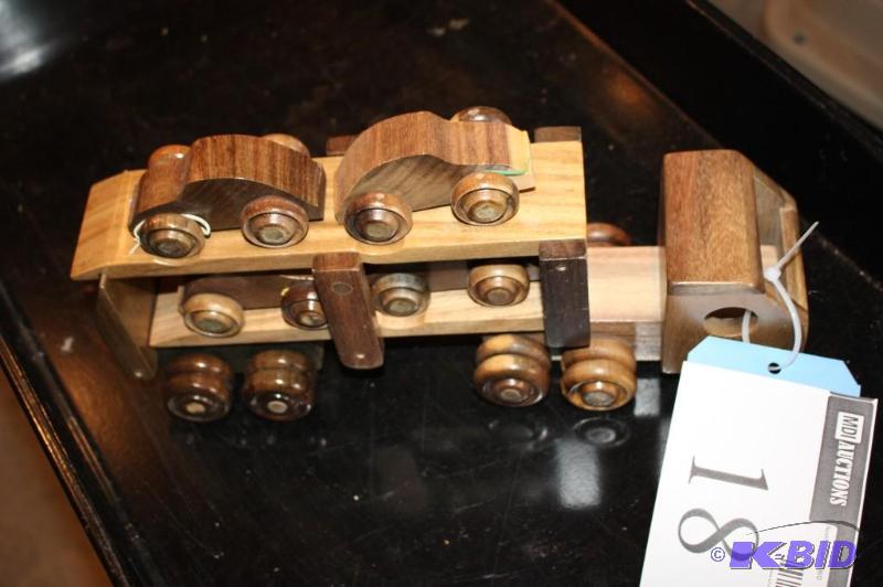 lot 18 image: Lot of (5) items including a wooden toy truck...