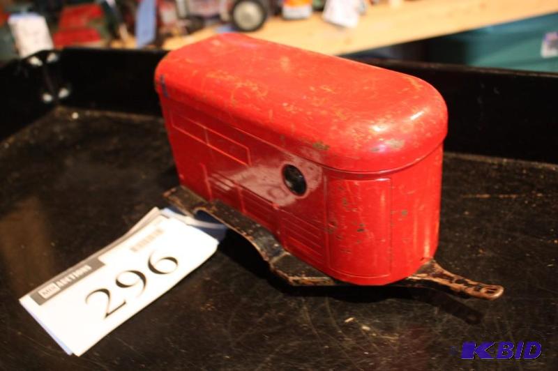 lot 296 image: Vintage metal red toy trailer...