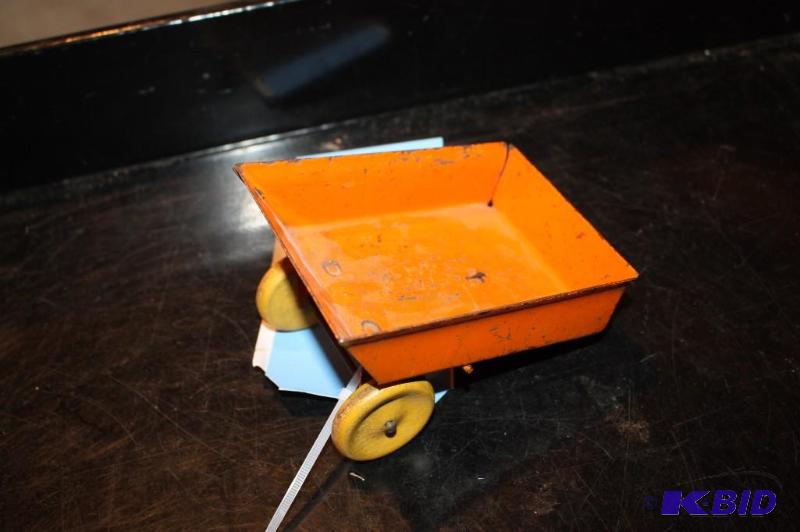 lot 361 image: Vintage metal trailer toy with movable parts...