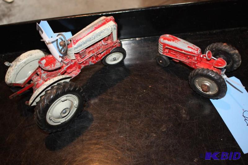 lot 430 image: Lot of (2) vintage metal red toy tractors...