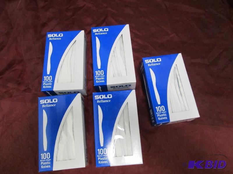 5 Boxes of plastic knives...