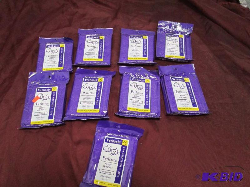 Qty 9 Petlettes instant bath wipes, unscented...