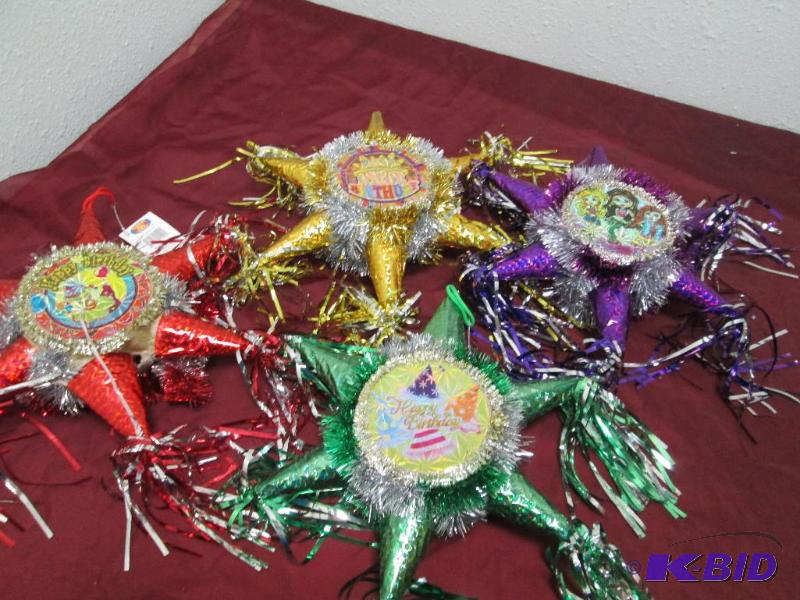 Qty 4 Pitana- purple with girls on it, gold w...
