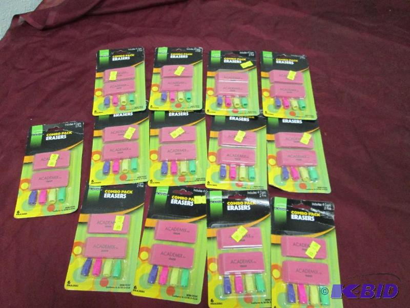 Qty 13 Combo Pack Erasers-Includes 4 caps and...