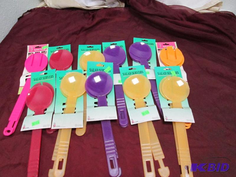 Qty 11 Salad servers ( pink, purple, red, and...
