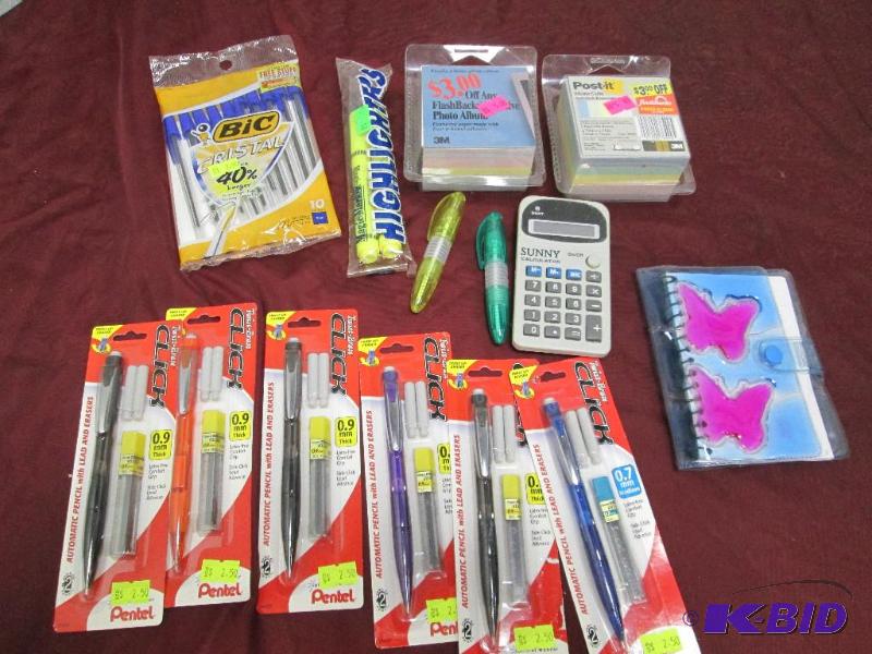 Qty 2 Memo Cube, post-it, Qty 6 Pentel Automa...