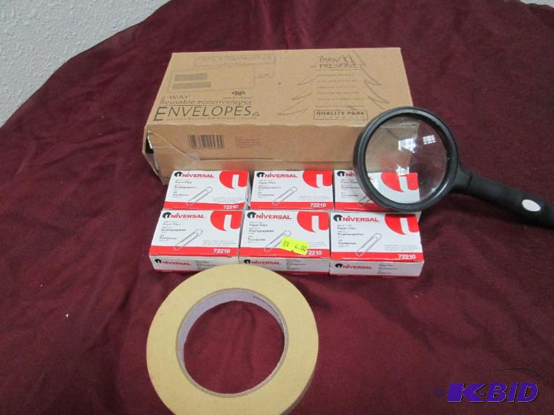 1 roll of masking tape, Qty 6 universal paper...
