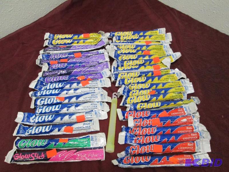 Qty 36 Glow Sticks, in yellow, purple, hot pi...