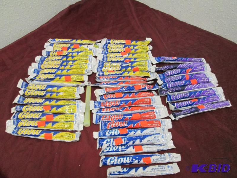 Qty 47 Glow Sticks in yellow , purple, red, a...