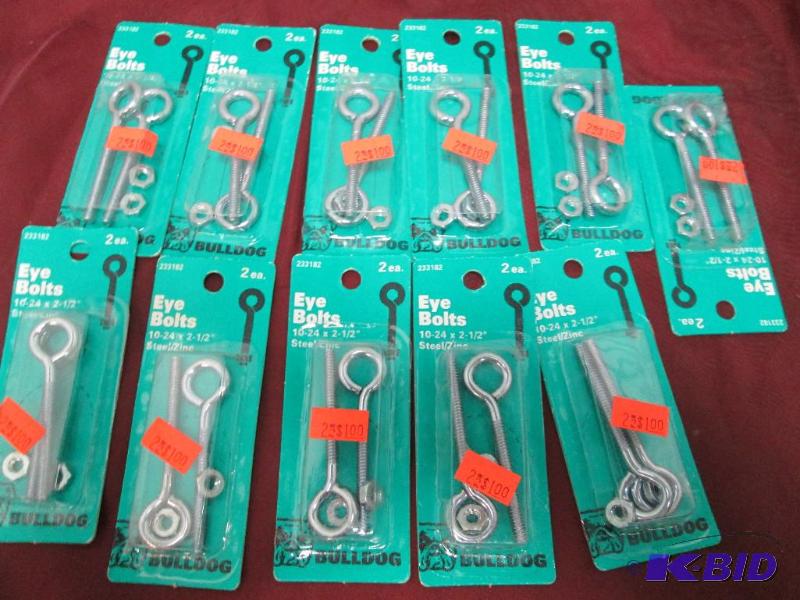 Qty 11 Eye Bolts 10-24 by 2-12 steelzinc...