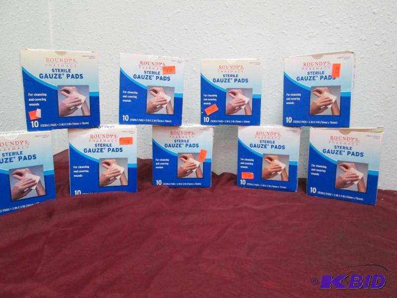 Qty 9 Roundys Sterile gauze pads 10 in each b...