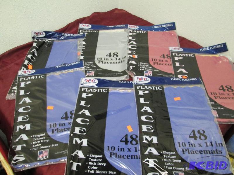 Qty 7 48 10in by 14in placemats- blue, gray, ...