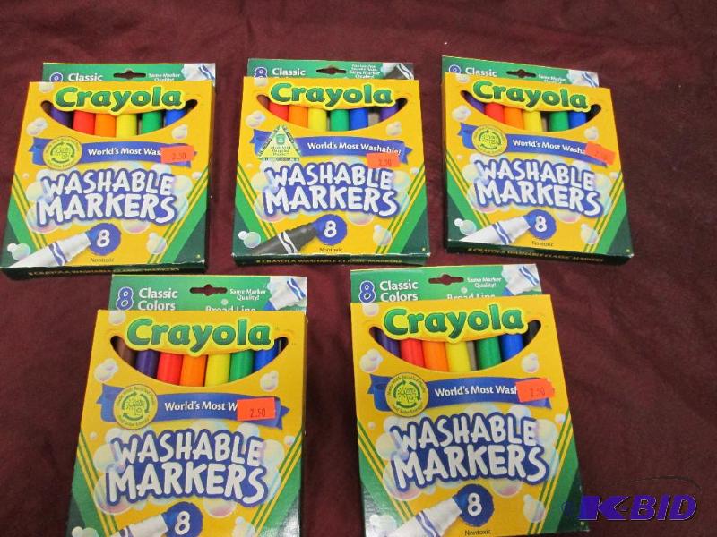 Qty 5 Crayola washable markers- 8 classic col...