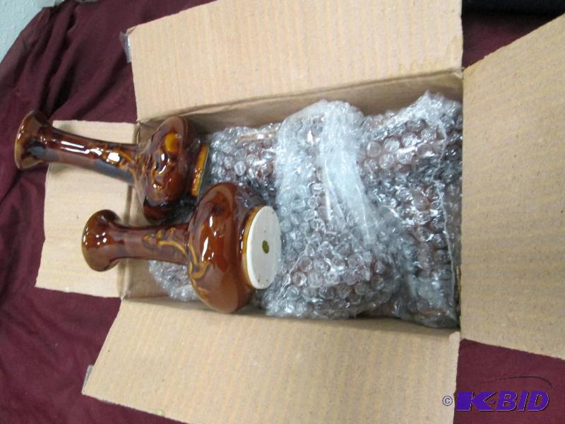 Qty 6 brown ceramic vases...
