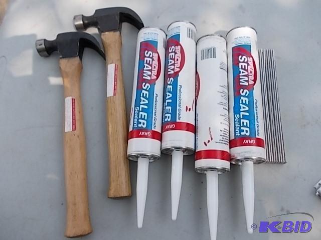 New Folding Rule, 5 Tubes Of Caulk, 2 Hammers...