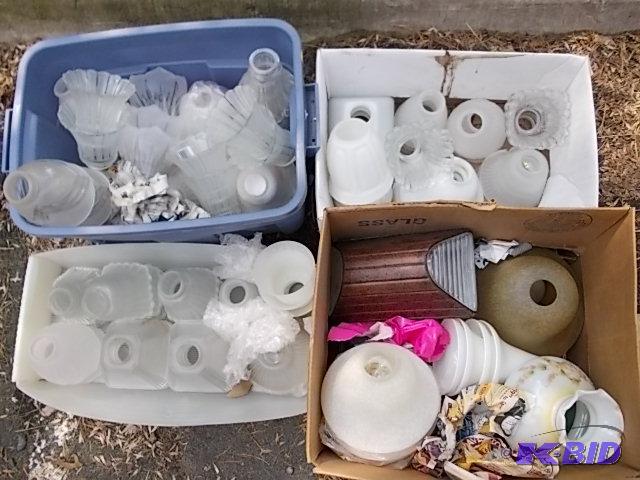 4 Boxes Of Glass Globes &amp Light Fixture C...