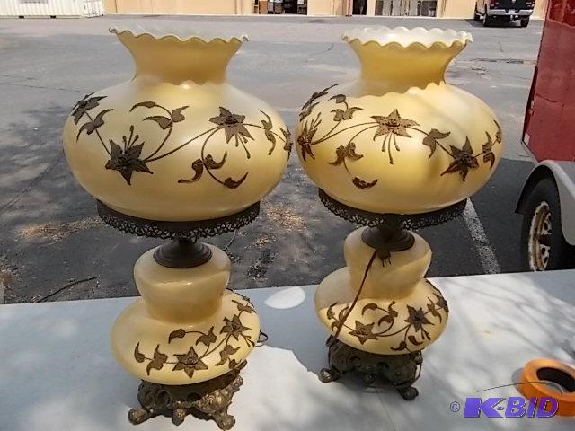 2 Hurricane Lamps One Broken Shade...