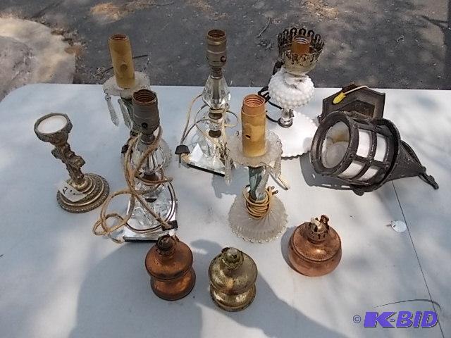 Old Desk Lamps, Light Fixtures, 3 Oil Lamps...