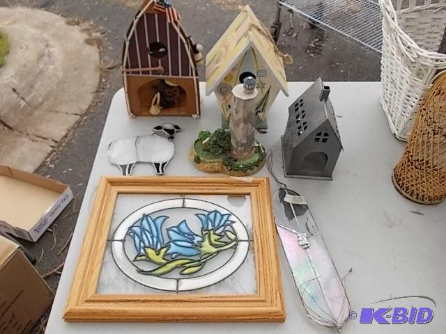 2 Bird Houses, 2 Stained Glass Wall Art...