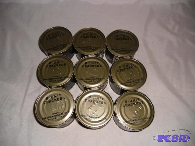 lot 20006 image: Vintage C-Rations B-Unit Crackers in Unopened Cans with Keys - 1950s era