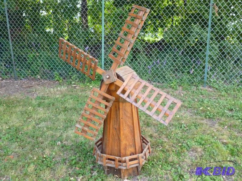 lot 2 image: Large outdoor wooden windmill decoration that...