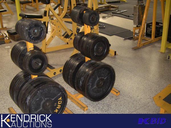 lot 105 image: Weight Tree of 792.5 LBS of Milled York Plate Weights