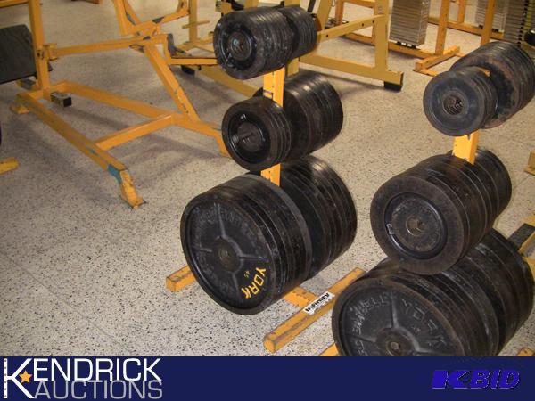 lot 106 image: Weight Tree of 790 LBS of Milled York Plate Weights
