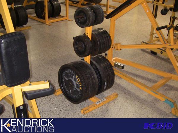 lot 108 image: Weight Tree of 775 LBS of Milled York Plate Weights
