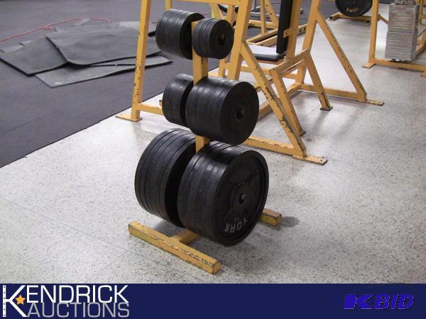 lot 110 image: Weight Tree of 805 LBS of Milled York Plate Weights