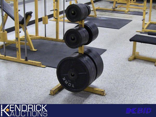 lot 111 image: Weight Tree of 850 LBS of Milled York Plate Weights