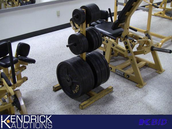 lot 112 image: Weight Tree of 735 LBS of Milled York Plate Weights