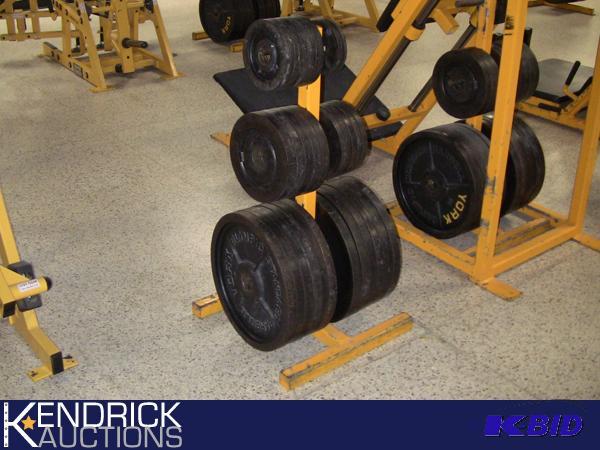 lot 114 image: Weight Tree of 767.5 LBS of Milled York Plate Weights