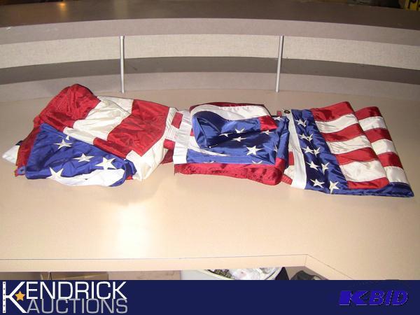lot 235 image: 3 Large High Quality U.S. Flags