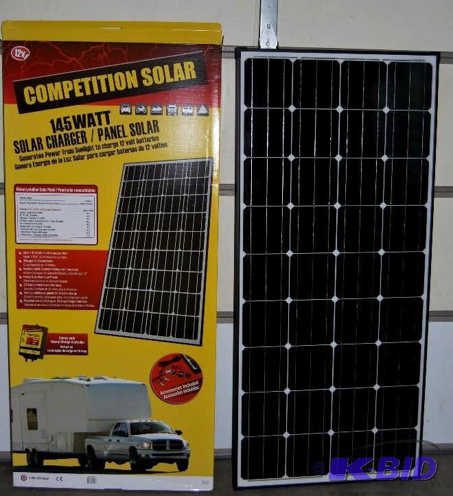 lot 1 image: 145W Crystalline Solar Panel, 8.28 amps per h...