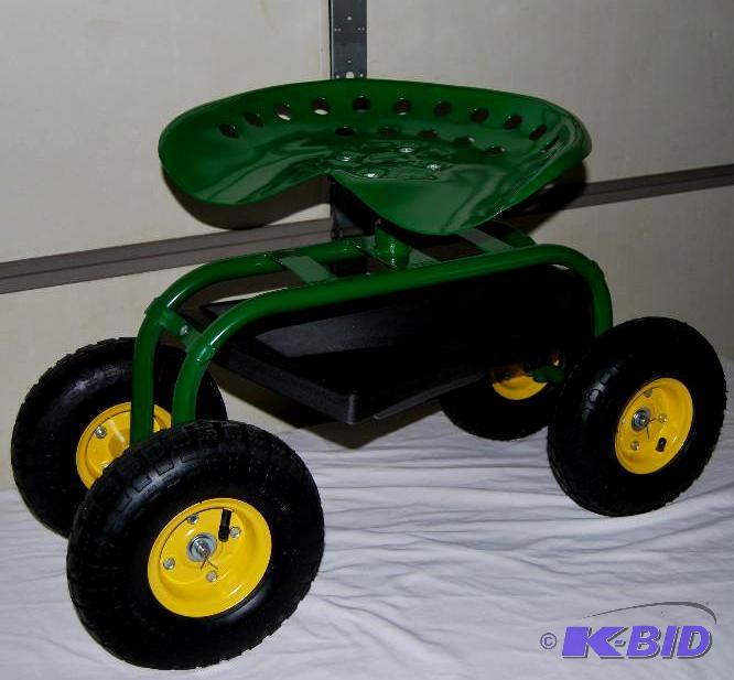 lot 10 image: Garden Seat Caddy, contoured swivel tractor s...