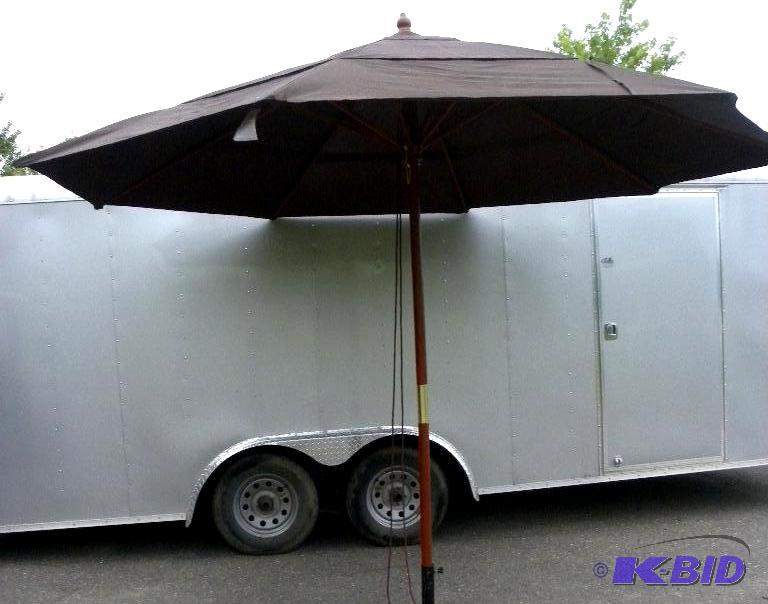 lot 58 image: 11 foot 3 Tier Umbrella, chocolate, 3 section...