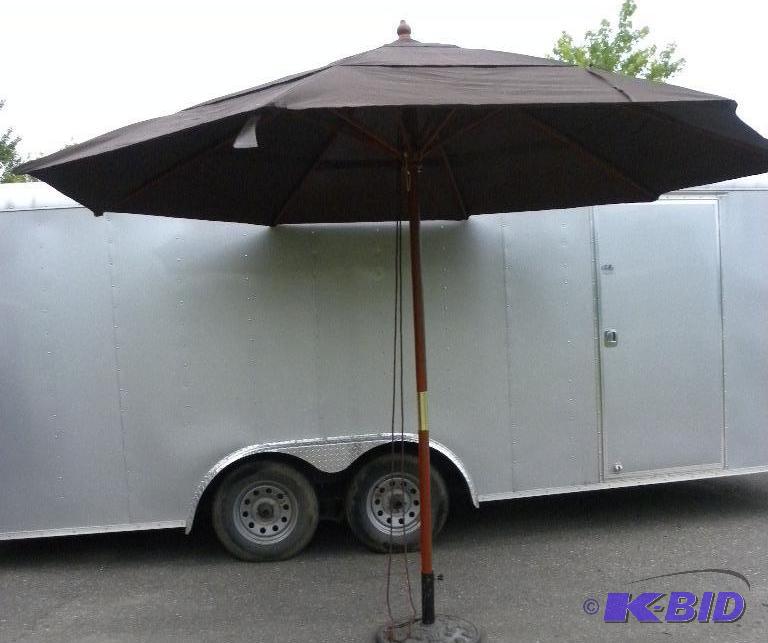 lot 67 image: 11 foot 3 Tier Umbrella, chocolate, 3 section...