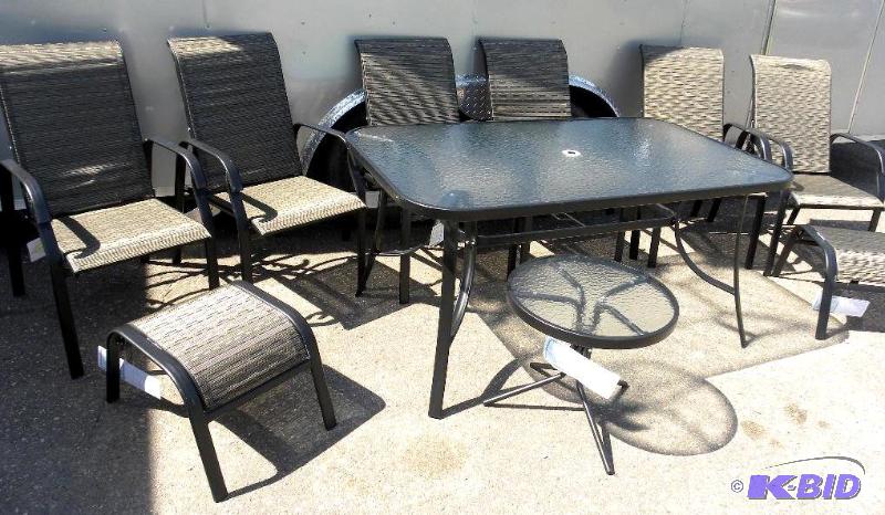 lot 71 image: 11pc Mesa Patio Dining Set, table is 38 x 60&...