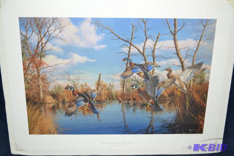 lot 26 image: REFLECTIONS OF AUTUMN - WOOD DUCKS  &nbs...