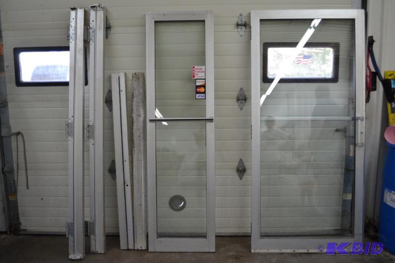 lot 57 image: DOOR AND A HALF ALL ALUMINUM FRAME NICE SHAPE...