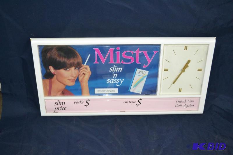 lot 59 image: 1970 MISTY SIGN WITH CLOCK VERY NICE 17.5X37...