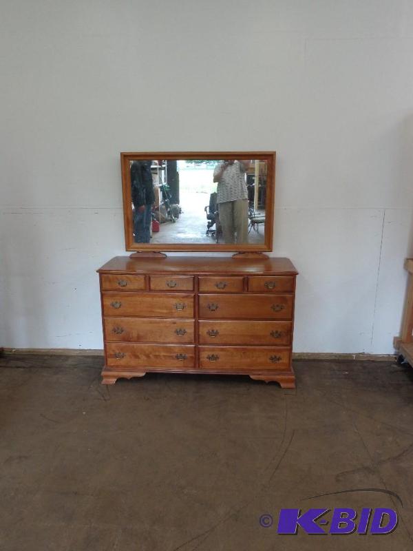 lot 12 image: Birch 10 Drawer Dresser with Mirror 56 14&qu...