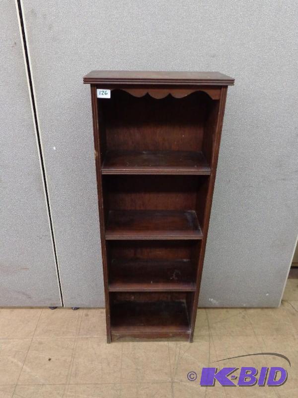 lot 126 image: Wooden Shelf 4 Shelves Sturdy Solid Wood Cons...