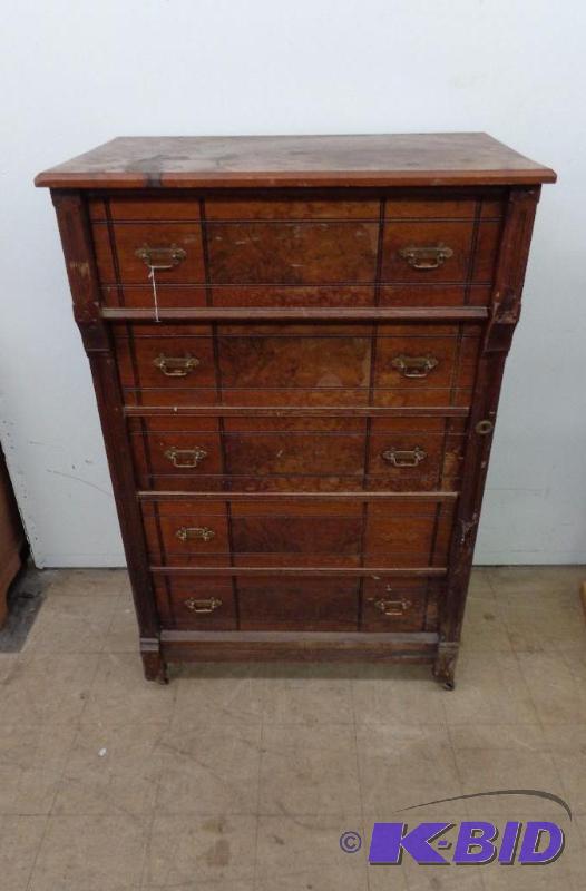 lot 159 image: 5 Drawer Dresser with Side Lock For Drawers B...