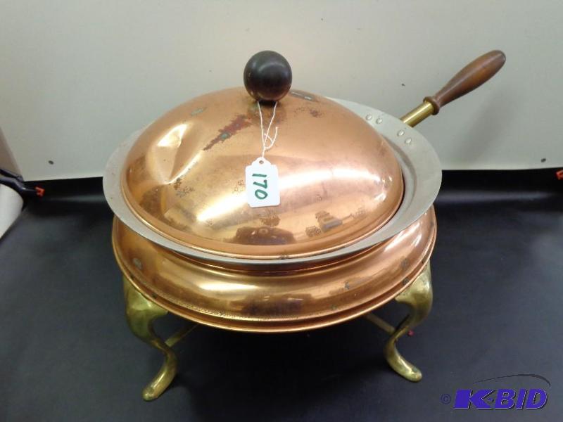 lot 170 image: Copper Warming Tray 12" tall x 14" ...