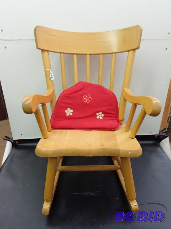 lot 172 image: Child Size Wooden Rocking Chair 16.5" x ...