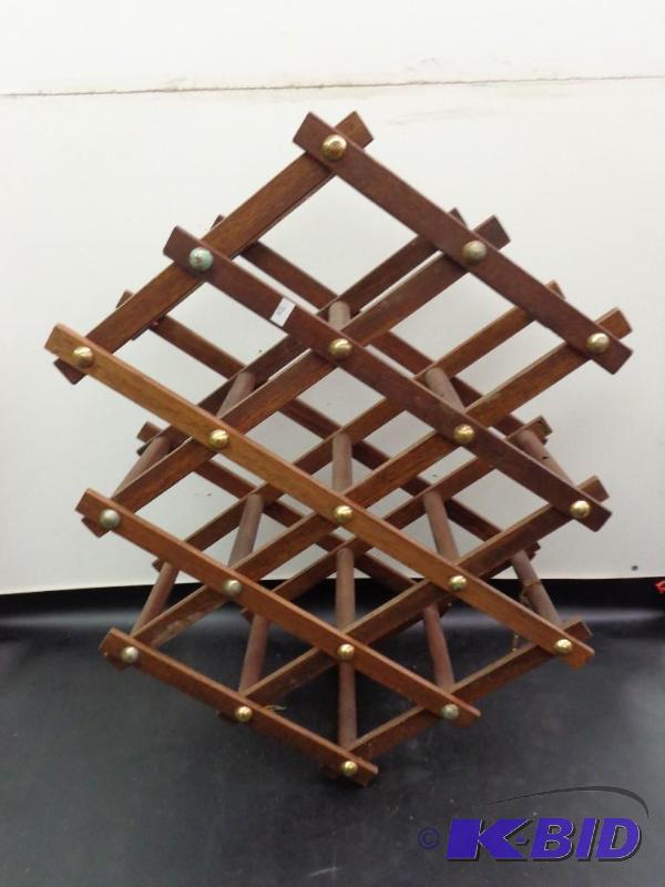 lot 179 image: Wooden Wine Bottle Rack 28" x 7" x ...